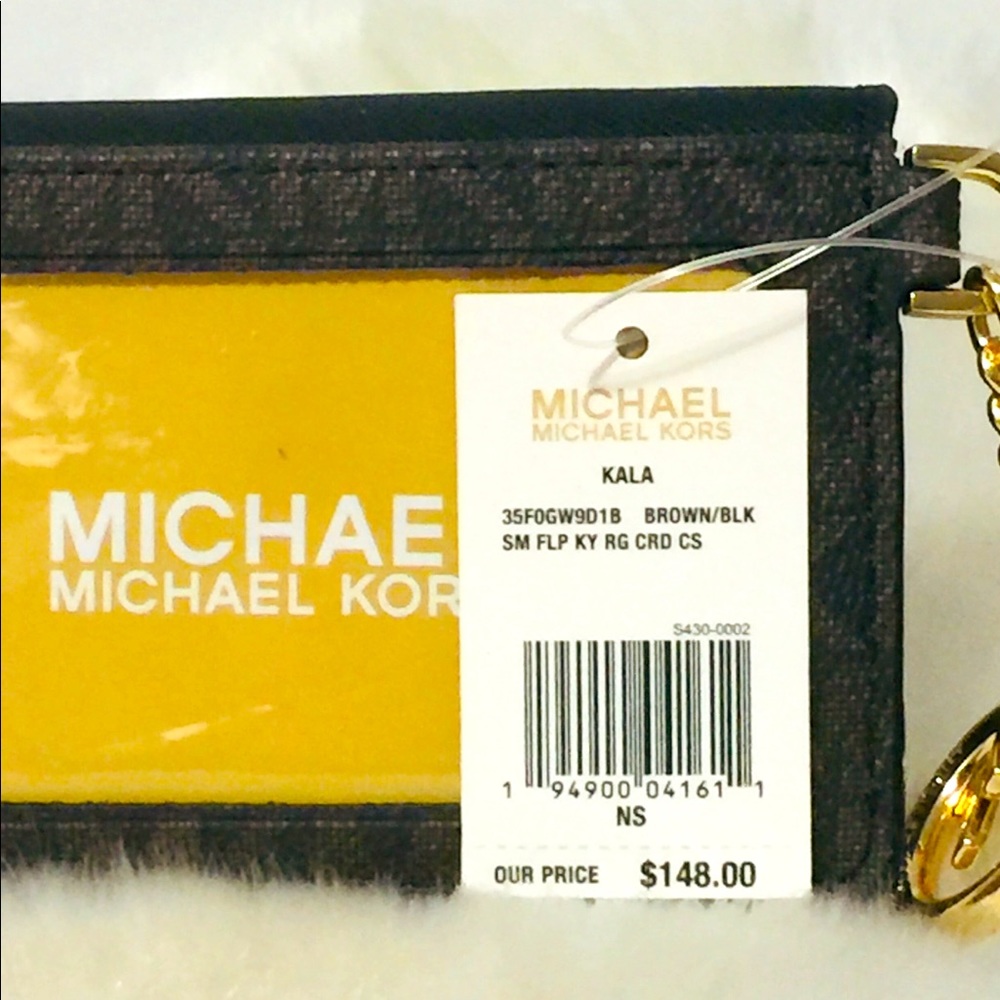 NWT Michael Kors Brown Black Key/ID/Credit card case wallet - Picture 5 of 12